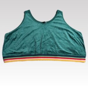 Plus Size Crop Tank 4X Green Velour Soft Comfy Casual Wild Fable Loungewear NWOT